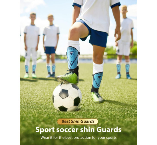 Модернізовані щитки AirsFish FOOT2 для гомілок для футболу для дітей, захисне спорядження, синій (2041)