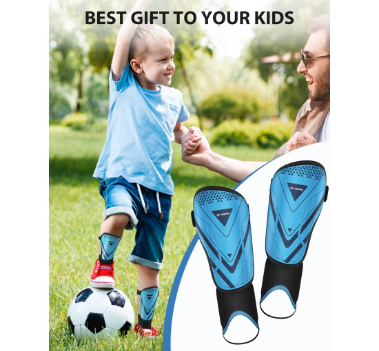 Модернізовані щитки AirsFish FOOT2 для гомілок для футболу для дітей, захисне спорядження, синій (2041)