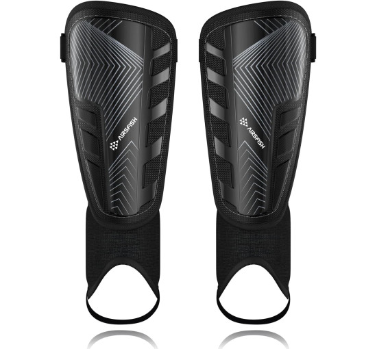 Модернізовані щитки для гомілок AirsFish FOOT3, для футболу для дітей, молоді та дорослих, сертифіковані CE, чорні (2038)