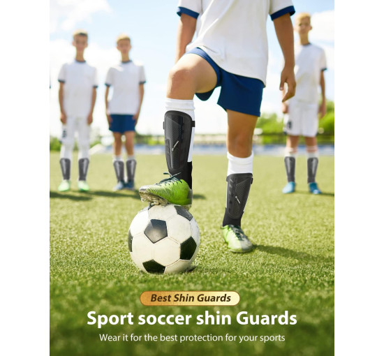 Модернізовані щитки для гомілок AirsFish FOOT3, для футболу для дітей, молоді та дорослих, сертифіковані CE, чорні (2038)