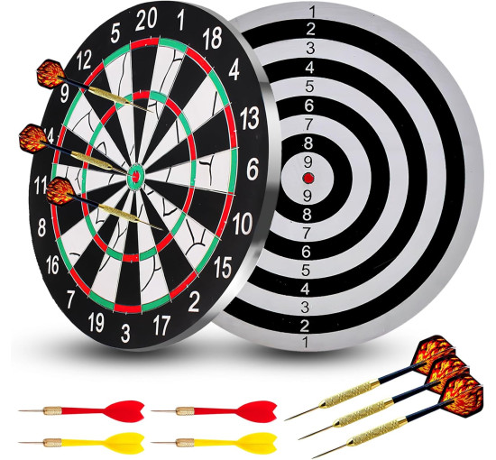 Набір дротиків DAWRIS з 10 сталевими дротиками, професійна сизалева мішень 30 см, кольорова (0156)
