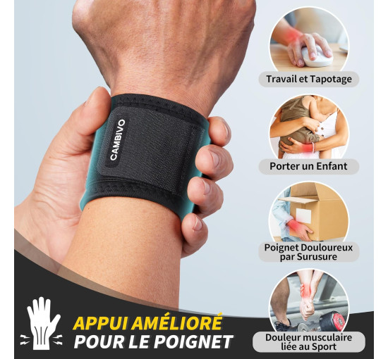 Наручний браслет CAMBIVO WS30, накладки на зап'ястя 2 шт, чорний (2195)