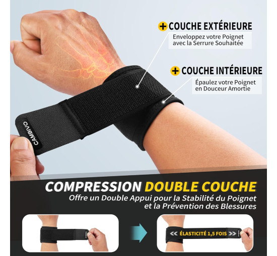 Наручний браслет CAMBIVO WS30, накладки на зап'ястя 2 шт, чорний (2195)