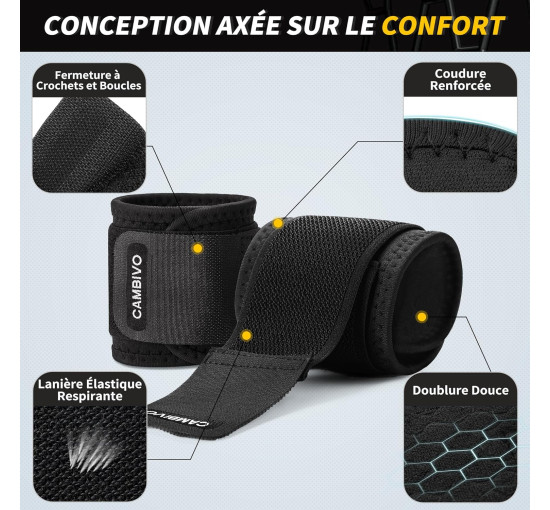 Наручний браслет CAMBIVO WS30, накладки на зап'ястя 2 шт, чорний (2195)