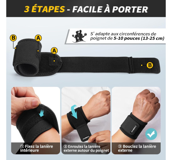 Наручний браслет CAMBIVO WS30, накладки на зап'ястя 2 шт, чорний (2195)