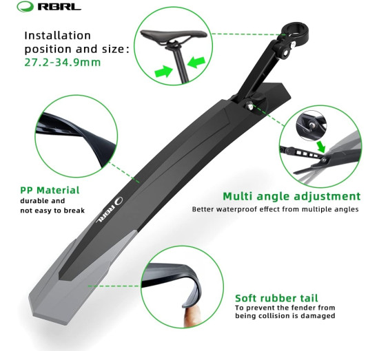 RBRL Комплект бризковиків RL-890 для велосипедних крил, 24-29 дюймів (5131)