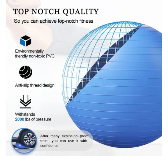 Reznor М'яч для вправ, йоги 65 см, для балансу, витримує до 270 кг, синій (5167)