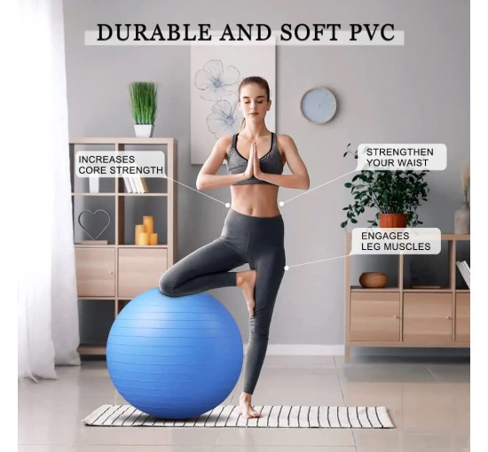 Reznor М'яч для вправ, йоги 65 см, для балансу, витримує до 270 кг, синій (5167)