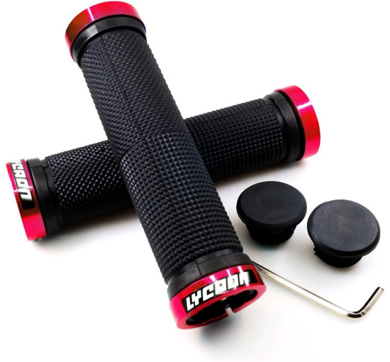 Ручки для велосипедного керма LYCAON zxcbas-gjplL-13 з алюмінієвим замком, червоний (3140)