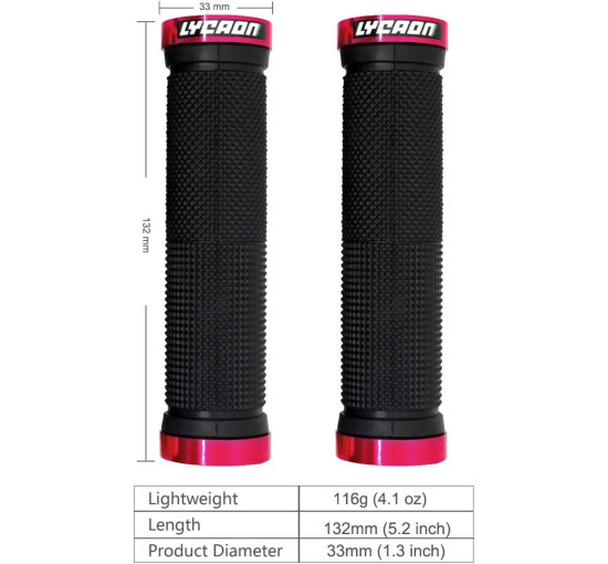 Ручки для велосипедного керма LYCAON zxcbas-gjplL-13 з алюмінієвим замком, червоний (3140)
