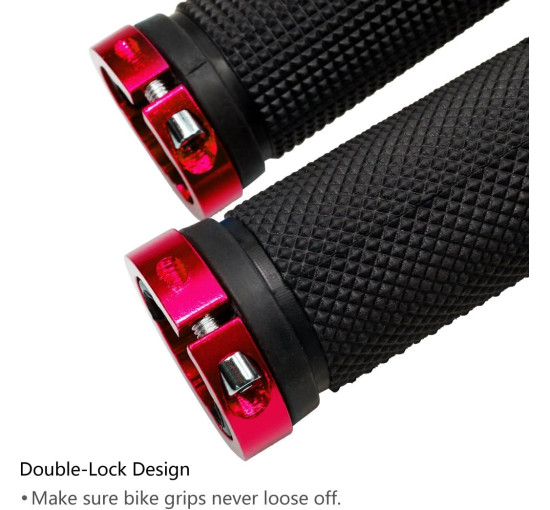 Ручки для велосипедного керма LYCAON zxcbas-gjplL-13 з алюмінієвим замком, червоний (3140)