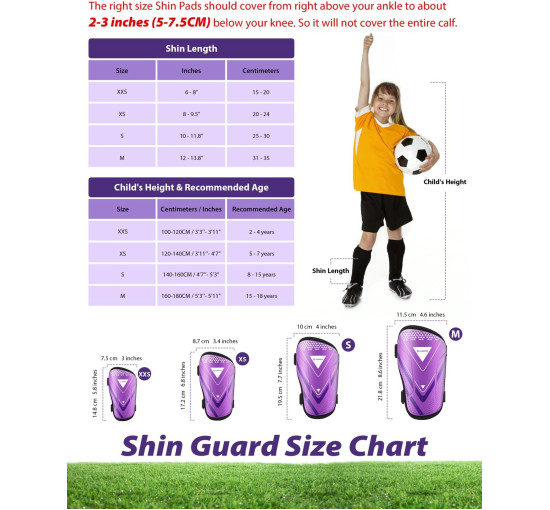 Щитки для гомілок футбольні AirsFish FOOT1, дитячі, юнацькі, сертифіковані CE, Airsfish, захисне спорядження для гомілок, фіолетовий (2049)