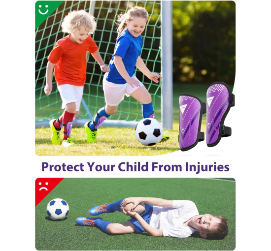 Щитки для гомілок футбольні AirsFish FOOT1, дитячі, юнацькі, сертифіковані CE, Airsfish, захисне спорядження для гомілок, фіолетовий (2049)