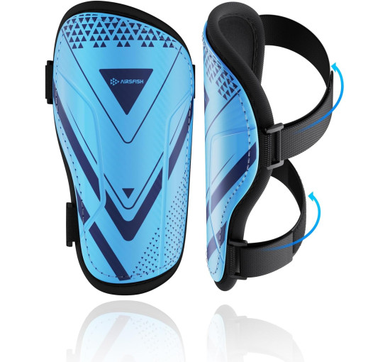 Щитки для гомілок футбольні AirsFish FOOT1, дитячі, юнацькі, сертифіковані CE, Airsfish, захисне спорядження для гомілок, голубий (2051)