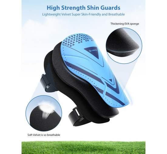 Щитки для гомілок футбольні AirsFish FOOT1, дитячі, юнацькі, сертифіковані CE, Airsfish, захисне спорядження для гомілок, голубий (2051)