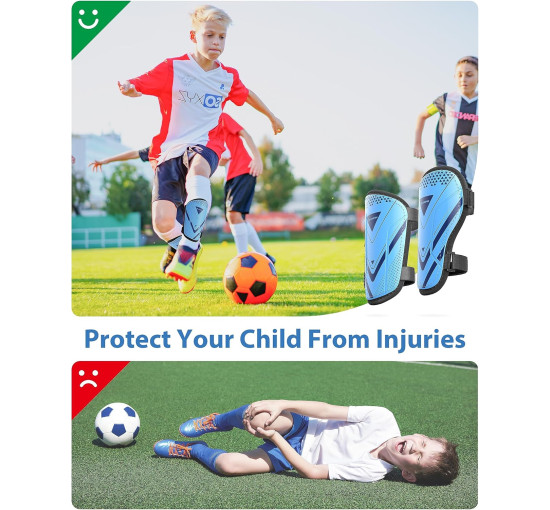 Щитки для гомілок футбольні AirsFish FOOT1, дитячі, юнацькі, сертифіковані CE, Airsfish, захисне спорядження для гомілок, голубий (2051)