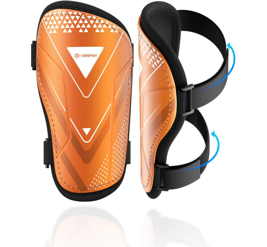 Щитки для гомілок футбольні AirsFish FOOT1, дитячі, юнацькі, сертифіковані CE, Airsfish, захисне спорядження для гомілок, помаранчовий (2050)