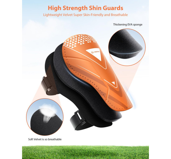 Щитки для гомілок футбольні AirsFish FOOT1, дитячі, юнацькі, сертифіковані CE, Airsfish, захисне спорядження для гомілок, помаранчовий (2050)