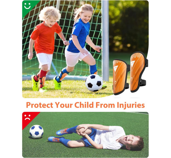 Щитки для гомілок футбольні AirsFish FOOT1, дитячі, юнацькі, сертифіковані CE, Airsfish, захисне спорядження для гомілок, помаранчовий (2050)