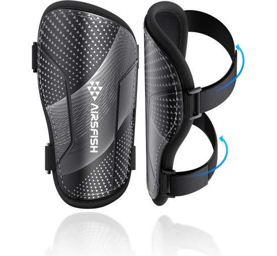 Щитки для гомілок футбольні AirsFish SG-BP, дитячі, юнацькі, сертифіковані CE, Airsfish, захисне спорядження для гомілок, чорний (2052)