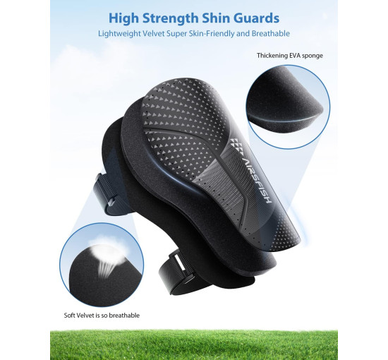 Щитки для гомілок футбольні AirsFish SG-BP, дитячі, юнацькі, сертифіковані CE, Airsfish, захисне спорядження для гомілок, чорний (2052)