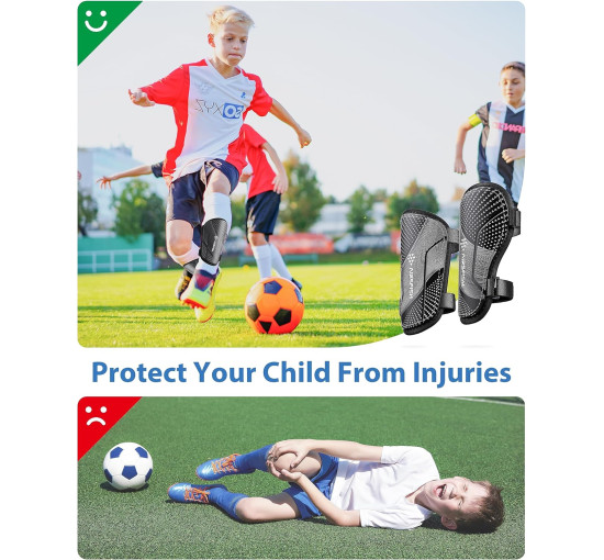 Щитки для гомілок футбольні AirsFish SG-BP, дитячі, юнацькі, сертифіковані CE, Airsfish, захисне спорядження для гомілок, чорний (2052)