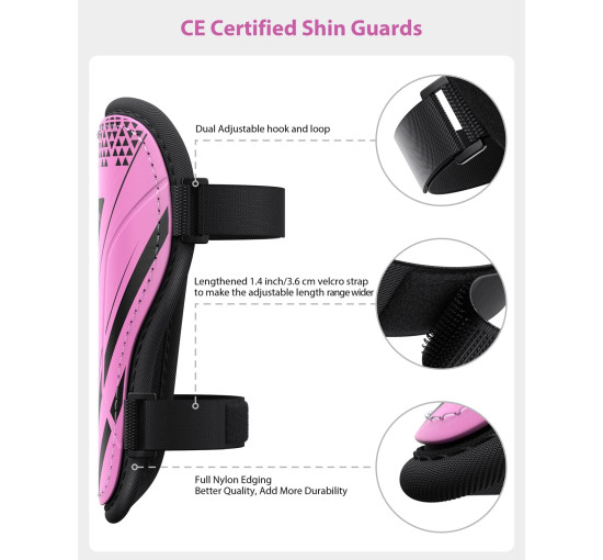 Щитки для гомілок футбольні AirsFish SG-BP, дитячі, юнацькі, сертифіковані CE, Airsfish, захисне спорядження для гомілок, рожеві (2048)