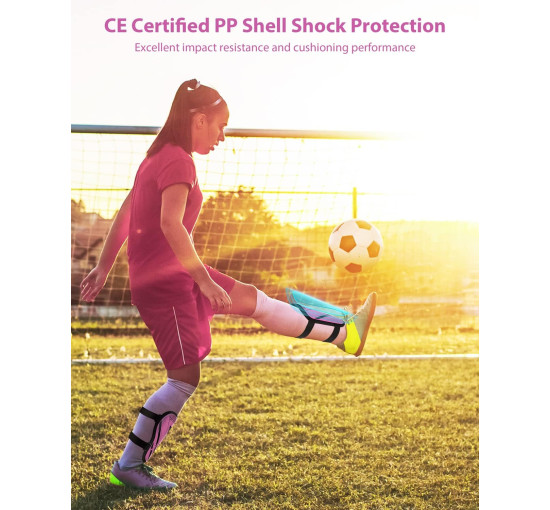 Щитки для гомілок футбольні AirsFish SG-BP, дитячі, юнацькі, сертифіковані CE, Airsfish, захисне спорядження для гомілок, рожеві (2048)