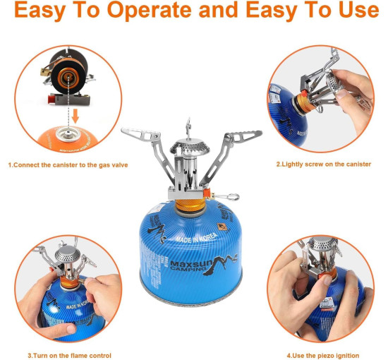 Складна кемпінгова газова плита ELEUTH з п'єзоелектричним запалюванням (4101)