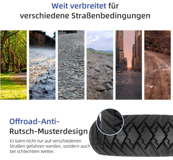 Ulip Шина для електросамоката 10x3/255x80(80/65-6) 10" змінна передня або задня фіксована шина, чорна (5125)