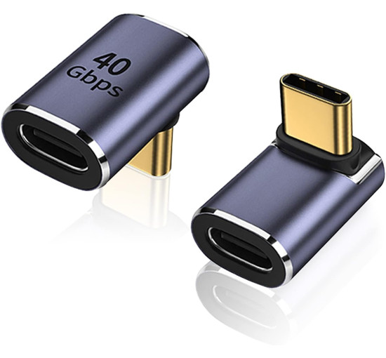 Адаптер AreMe USB-C чоловічий-жіночий з прямим кутом 90 градусів, подовжувач адаптера Type-C з 90-градусним роз'ємом (0194)