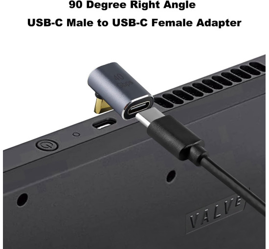 Адаптер AreMe USB-C чоловічий-жіночий з прямим кутом 90 градусів, подовжувач адаптера Type-C з 90-градусним роз'ємом (0194)