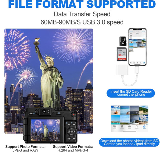 Адаптер для карт памяти Amicably 3-в-1, белый (3075)