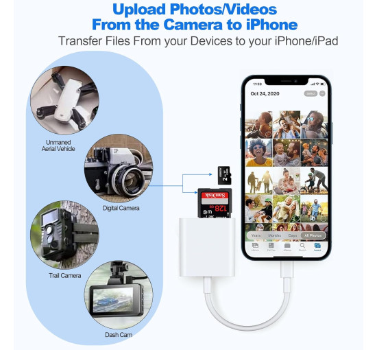 Адаптер для карт памяти Amicably 3-в-1, белый (3075)