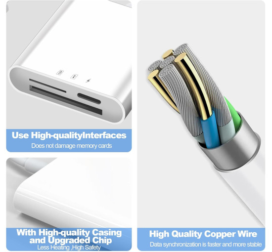 Адаптер для карт памяти Amicably 3-в-1, белый (3075)