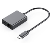 Адаптер GAROGYI USB C - Ethernet із зарядкою PD 60 Вт - Plug and Play, підтримка локальної мережі 1000 Мбіт/с для Android, iPad, MacBook (0161)