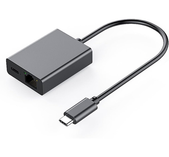 Адаптер GAROGYI USB C - Ethernet із зарядкою PD 60 Вт - Plug and Play, підтримка локальної мережі 1000 Мбіт/с для Android, iPad, MacBook (0161)