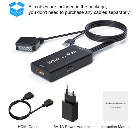 Адаптер Ozvavzk HDMI-SCART з кабелем HDMI (3047)