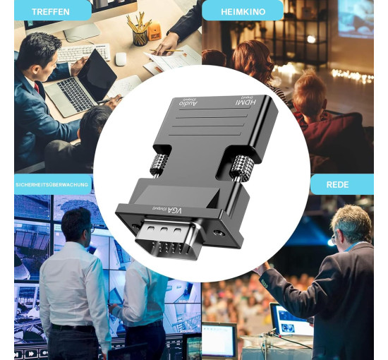 Адаптер VIEVRE HDMI-VGA з 3,5-мм штекером для ПК, ноутбука, VGA-монітора, PS4/3 Xbox, HDTV та інших пристроїв, чорний (0151)