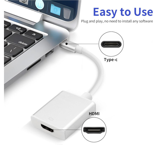 Адаптер YACSEJAO USB C на HDMI 4K, білий (4127)