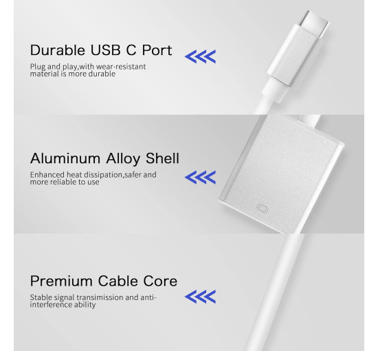 Адаптер YACSEJAO USB C на HDMI 4K, білий (4127)