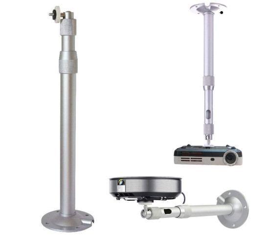 Алюмінієвий срібний кронштейн Alexvyan 40 см., для камери відеоспостереження, для приміщень та вулиці, розширюваний нахил, срібний (0078)