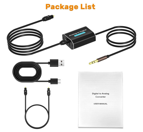 Аналого-цифровий аудіоперетворювач AMANKA MO-89 3,5 мм на оптичний кабель-адаптер AUX (3176)