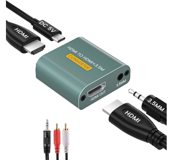 Аналоговий аудіоадаптер Hdiwousp HDMI-HDMI 3,5 мм AUX L/R Stereo (3175)
