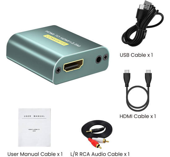 Аналоговий аудіоадаптер Hdiwousp HDMI-HDMI 3,5 мм AUX L/R Stereo (3175)