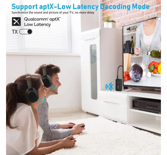 Aудіоадаптер Bluetooth 5.3, YMOO B06T1 2-в-1, чорний (4167)