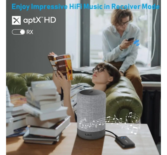 Aудіоадаптер Bluetooth 5.3, YMOO B06T1 2-в-1, чорний (4167)