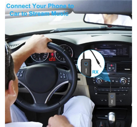 Aудіоадаптер Bluetooth 5.3, YMOO B06T1 2-в-1, чорний (4167)