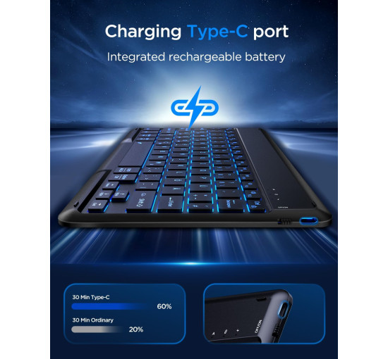 Бездротова Bluetooth-клавіатура EasyAcc ‎K02, сумісна з планшетами Windows/Android/iOS, чорна (3039)