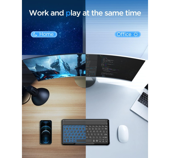 Бездротова Bluetooth-клавіатура EasyAcc ‎K02, сумісна з планшетами Windows/Android/iOS, чорна (3039)